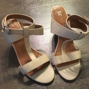 BC California Nude Wedge Strappy Sandals